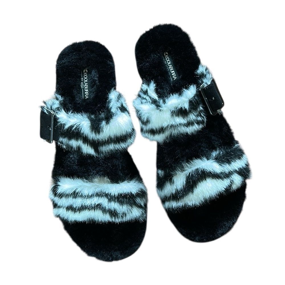 NEW Koolaburra by UGG Plush Ah Zebra Slides